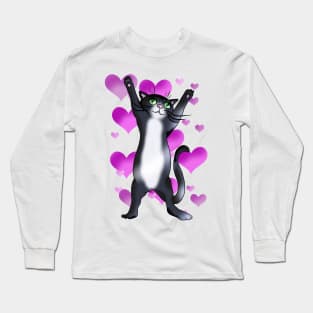 Black and white cat love Long Sleeve T-Shirt